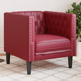 Vidaxl fauteuil chesterfield-stijl kunstleer wijnrood