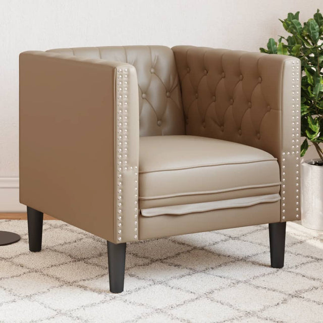 Vidaxl fauteuil chesterfield-stijl kunstleer cappuccinokleurig