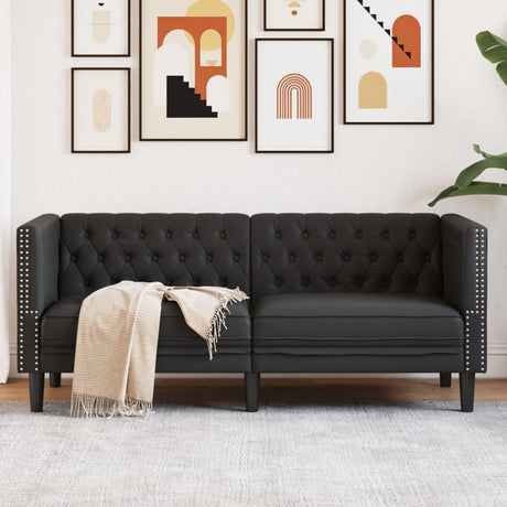 Vidaxl tweezitsbank chesterfield-stijl kunstleer zwart