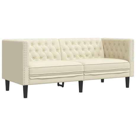 Vidaxl tweezitsbank chesterfield-stijl kunstleer crèmekleurig