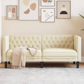 Vidaxl tweezitsbank chesterfield-stijl kunstleer crèmekleurig
