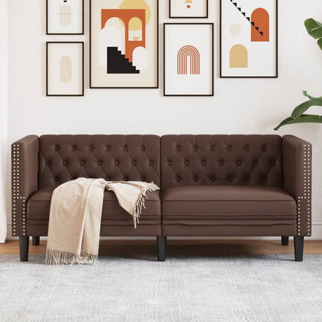 Vidaxl tweezitsbank chesterfield-stijl kunstleer bruin