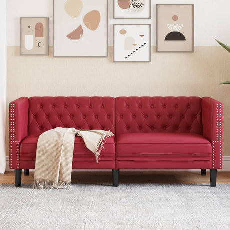 Vidaxl tweezitsbank chesterfield-stijl kunstleer wijnrood