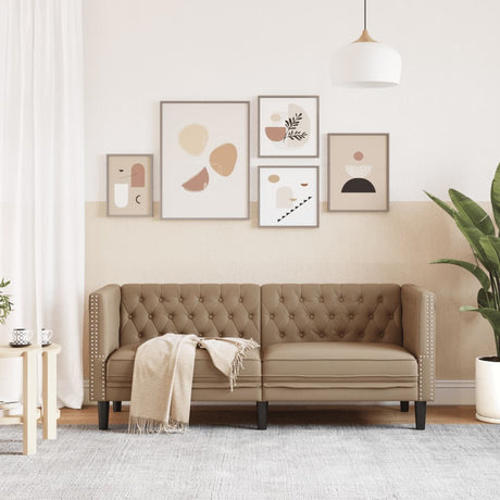 Vidaxl tweezitsbank chesterfield-stijl kunstleer cappuccinokleurig