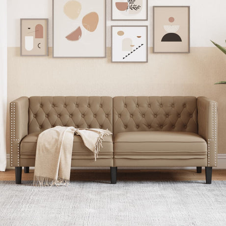 Vidaxl tweezitsbank chesterfield-stijl kunstleer cappuccinokleurig