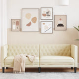 Vidaxl driezitsbank chesterfield-stijl kunstleer crèmekleurig