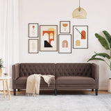 Vidaxl driezitsbank chesterfield-stijl kunstleer bruin