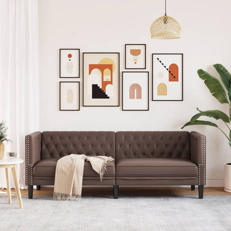 Vidaxl driezitsbank chesterfield-stijl kunstleer bruin