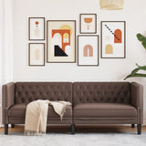 Vidaxl driezitsbank chesterfield-stijl kunstleer bruin