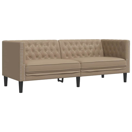 Vidaxl driezitsbank chesterfield-stijl kunstleer cappuccinokleurig