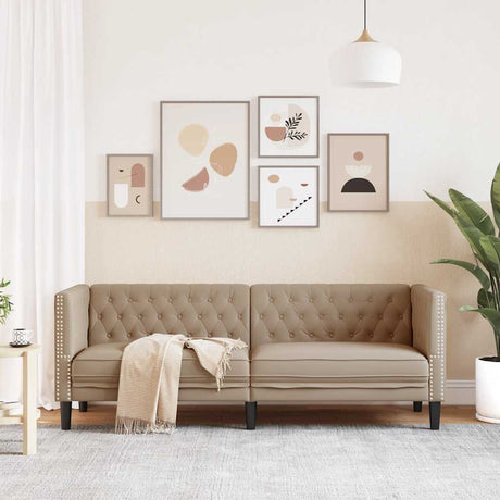 Vidaxl driezitsbank chesterfield-stijl kunstleer cappuccinokleurig