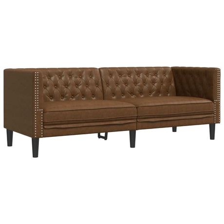 Vidaxl driezitsbank chesterfield-stijl kunstsuède bruin