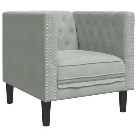 Vidaxl fauteuil chesterfield-stijl fluweel lichtgrijs