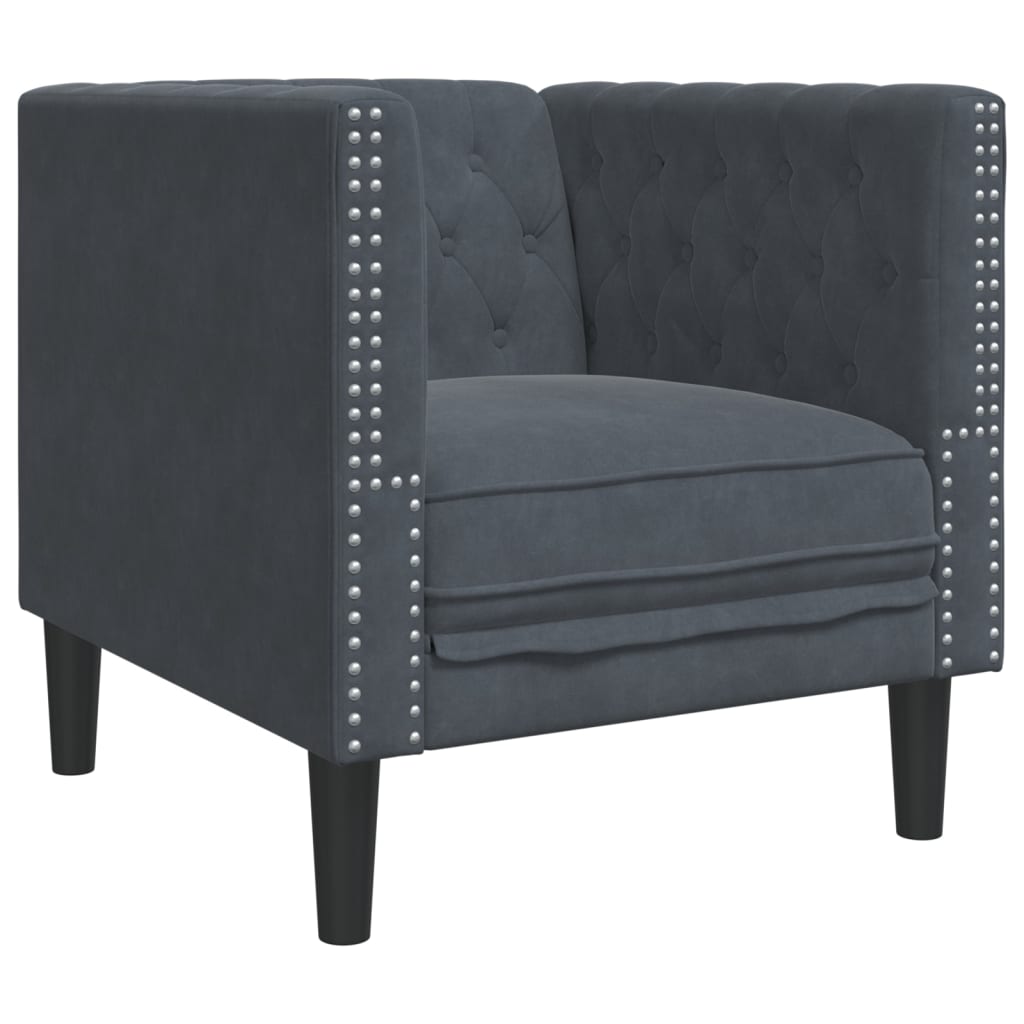 Vidaxl fauteuil chesterfield-stijl fluweel donkergrijs