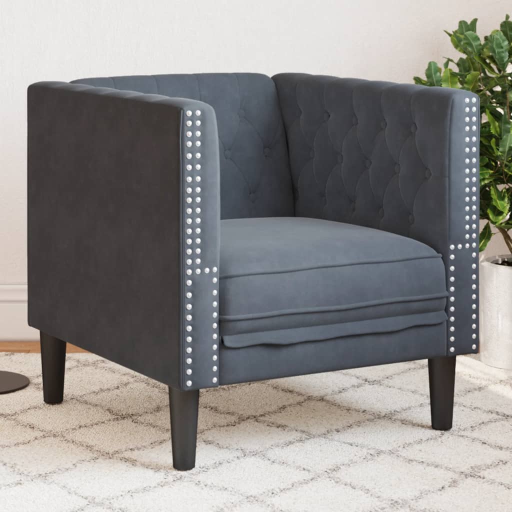 Vidaxl fauteuil chesterfield-stijl fluweel donkergrijs