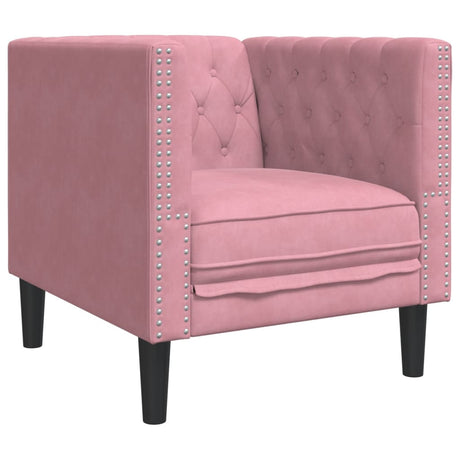 Vidaxl fauteuil chesterfield-stijl fluweel roze