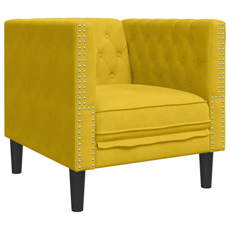 Vidaxl fauteuil chesterfield-stijl fluweel geel