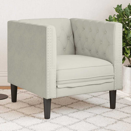 Vidaxl fauteuil chesterfield-stijl fluweel crèmekleurig
