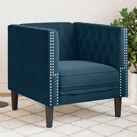 Vidaxl fauteuil chesterfield-stijl fluweel blauw