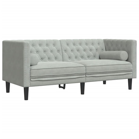 Vidaxl tweezitsbank chesterfield-stijl en bolsters fluweel lichtgrijs