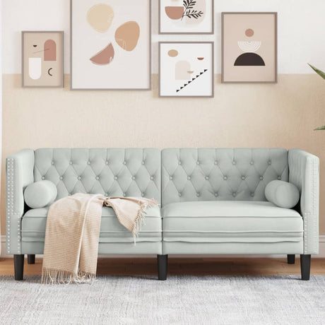 Vidaxl tweezitsbank chesterfield-stijl en bolsters fluweel lichtgrijs