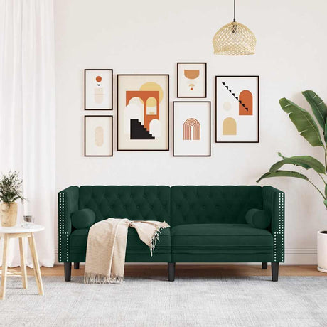 Vidaxl tweezitsbank chesterfield-stijl en bolsters fluweel donkergroen