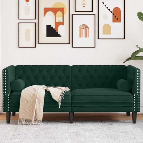 Vidaxl tweezitsbank chesterfield-stijl en bolsters fluweel donkergroen