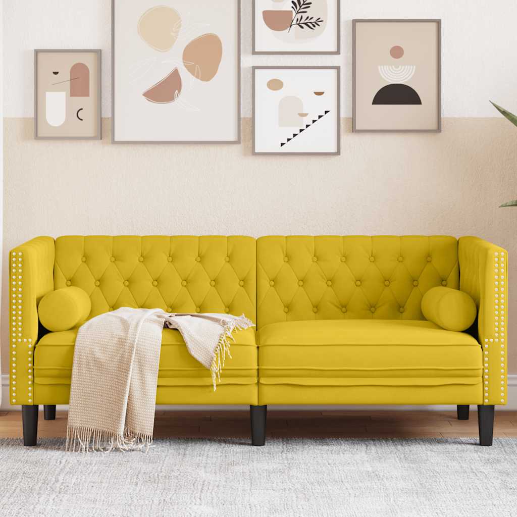 Vidaxl tweezitsbank chesterfield-stijl en bolsters fluweel geel