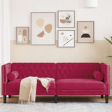 Vidaxl driezitsbank chesterfield-stijl met bolsters fluweel wijnrood