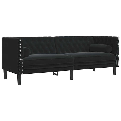 Vidaxl driezitsbank chesterfield-stijl met bolsters fluweel zwart