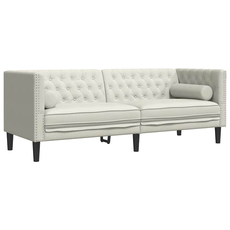 Vidaxl driezitsbank chesterfield-stijl met bolsters fluweel crèmekleur