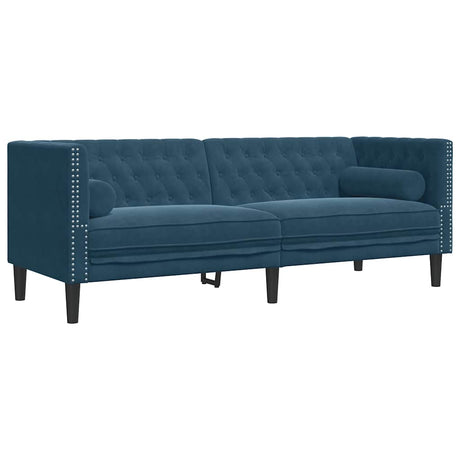 Vidaxl driezitsbank chesterfield-stijl met bolsters fluweel blauw