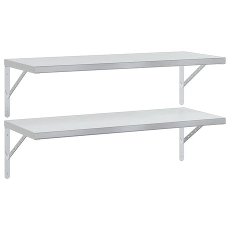 Vidaxl wandschappen 2 st 100x40 cm roestvrijstaal zilverkleurig