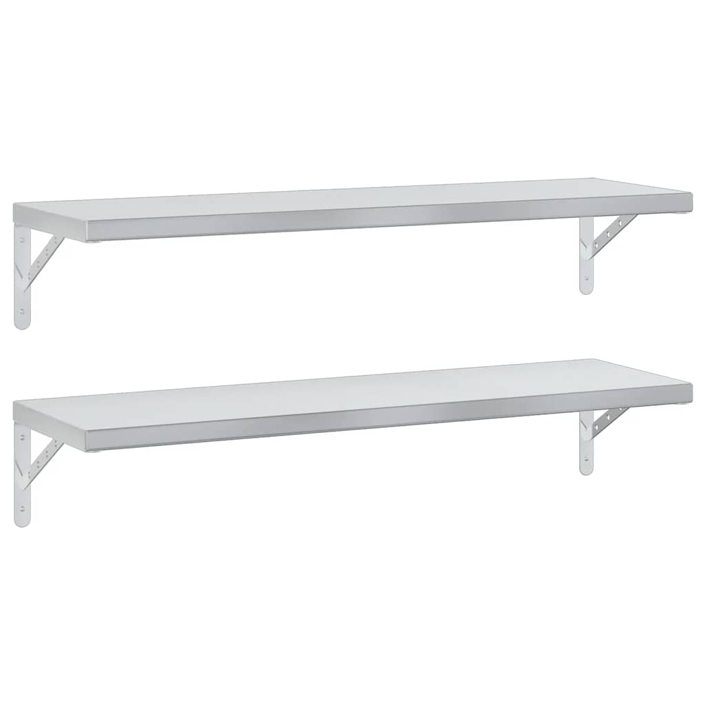 Vidaxl wandschappen 2 st 100x30 cm roestvrijstaal zilverkleurig