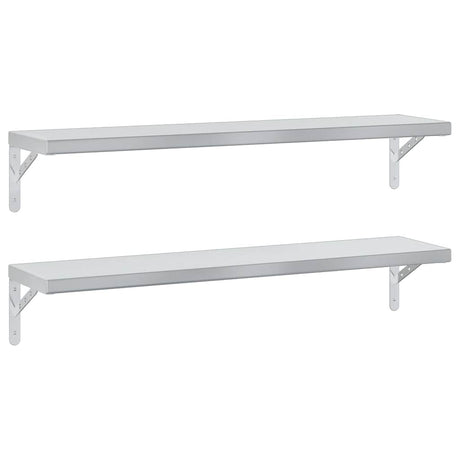 Vidaxl wandschappen 2 st 100x23,5 cm roestvrijstaal zilverkleurig