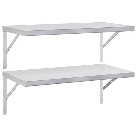 Vidaxl wandschappen 2 st 75x40 cm roestvrijstaal zilverkleurig