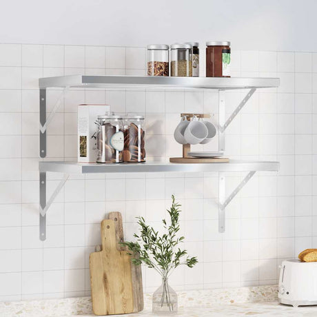 Vidaxl wandschappen 2 st 75x40 cm roestvrijstaal zilverkleurig