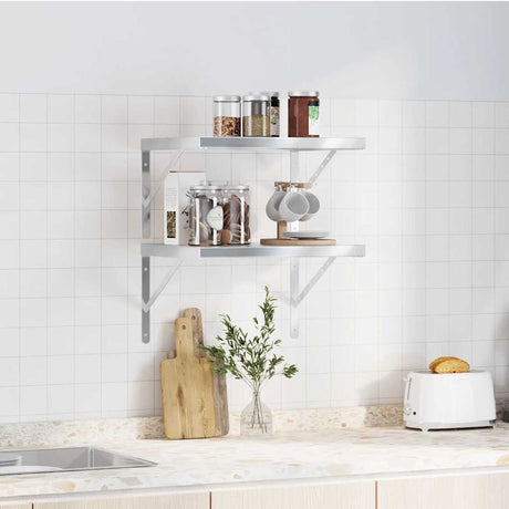 Vidaxl wandschappen 2 st 50x40 cm roestvrijstaal zilverkleurig