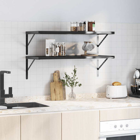 Vidaxl wandschappen 2 st 100x40 cm roestvrijstaal zwart