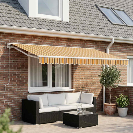Vidaxl vervangingsdoek voor luifelrok gestreept 400 cm geel en grijs
