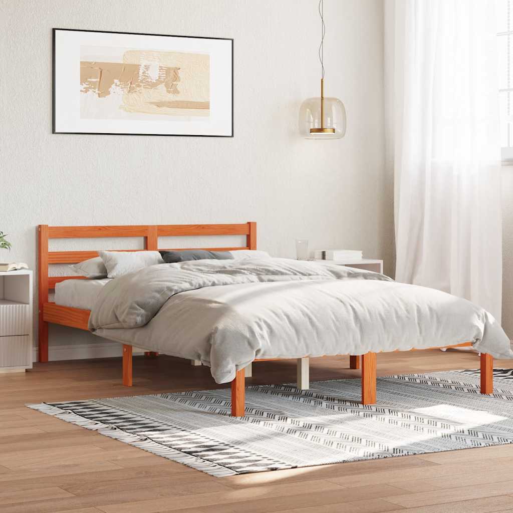 Vidaxl bedframe zonder matras massief grenenhout wasbruin 150x200 cm