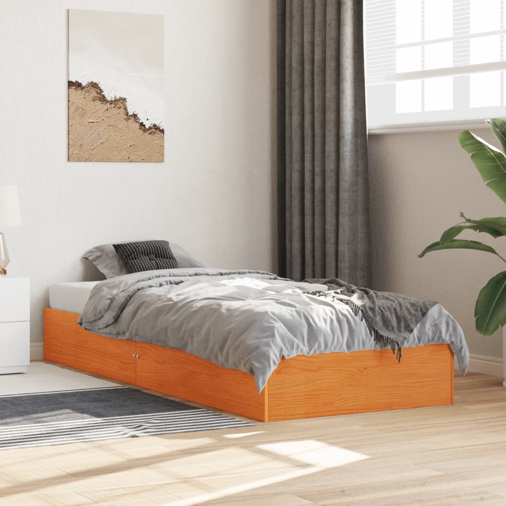 Vidaxl bedframe zonder matras massief grenenhout wasbruin 75x190 cm