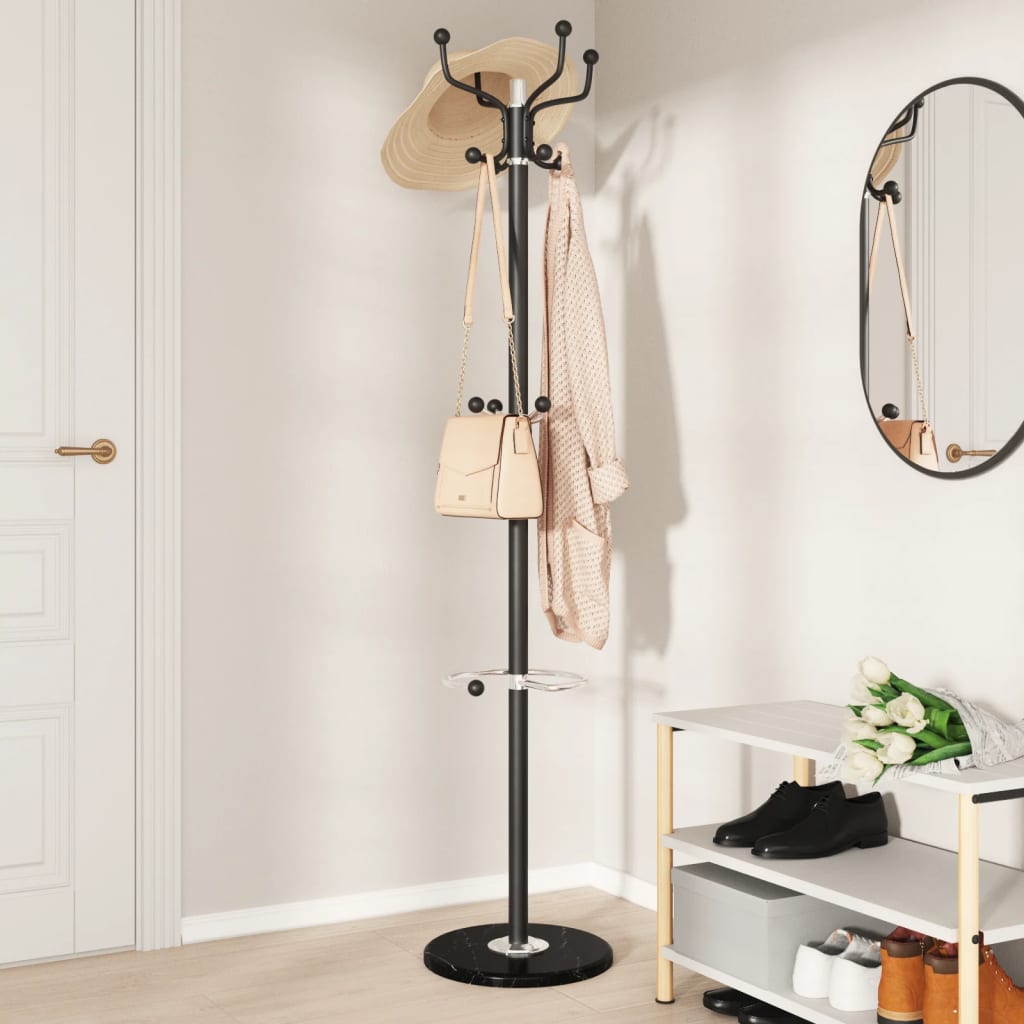 VidaXL Coat rack with umbrella holder 180 cm powder -coated iron black