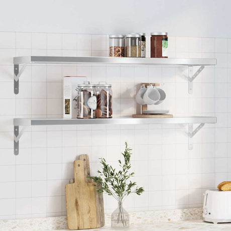 Vidaxl wandschappen 2 st 100x23,5 cm roestvrijstaal zilverkleurig