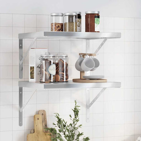 Vidaxl wandschappen 2 st 50x40 cm roestvrijstaal zilverkleurig