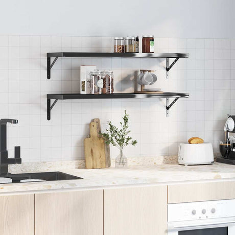 Vidaxl wandschappen 2 st 100x30 cm roestvrijstaal zwart