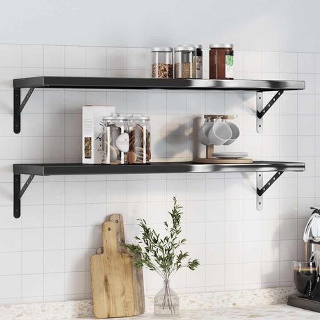 Vidaxl wandschappen 2 st 100x30 cm roestvrijstaal zwart