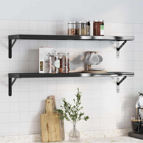 Vidaxl wandschappen 2 st 100x23,5 cm roestvrijstaal zwart