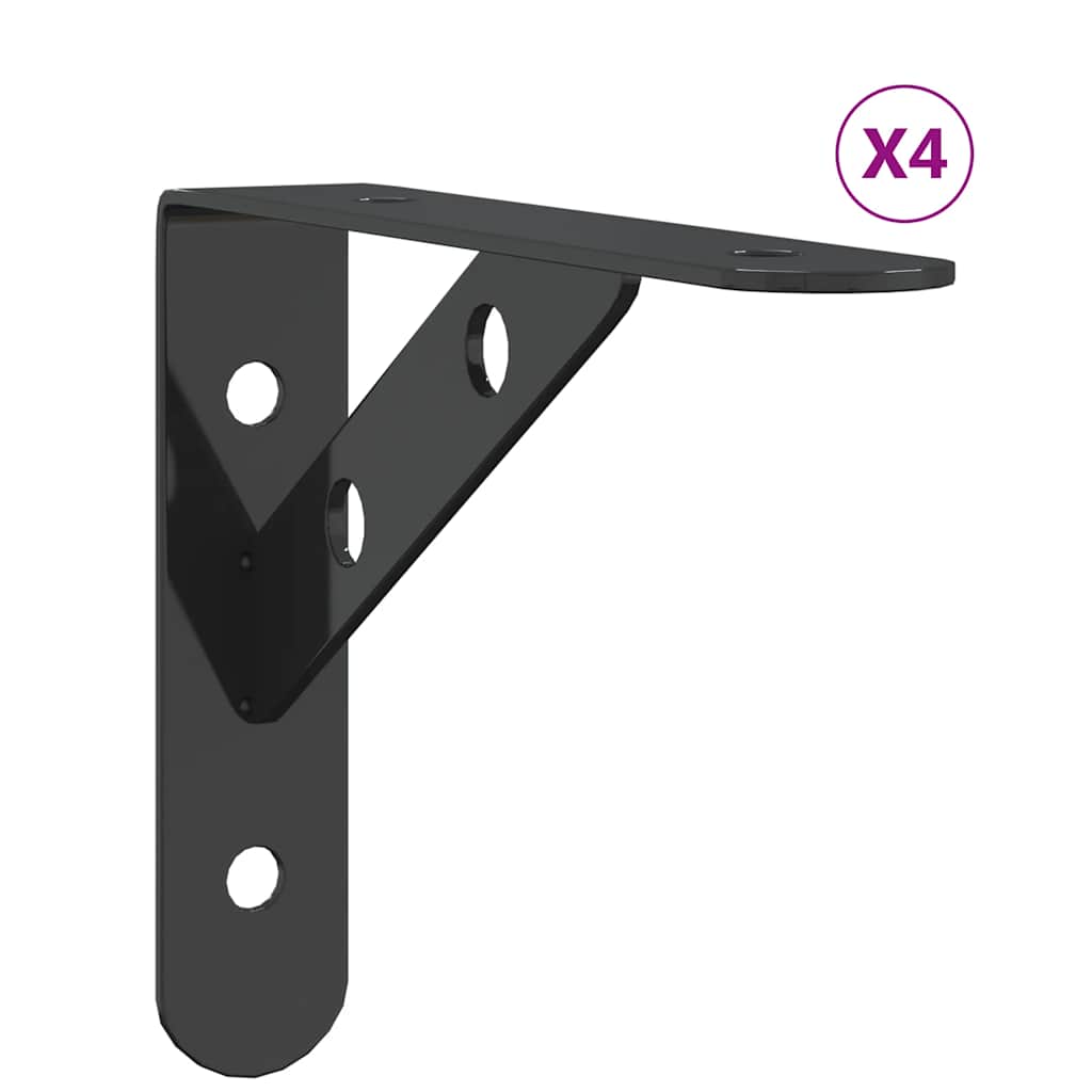 Vidaxl plankdragers 4 st 15x2,5x11,5 cm roestvrijstaal zwart