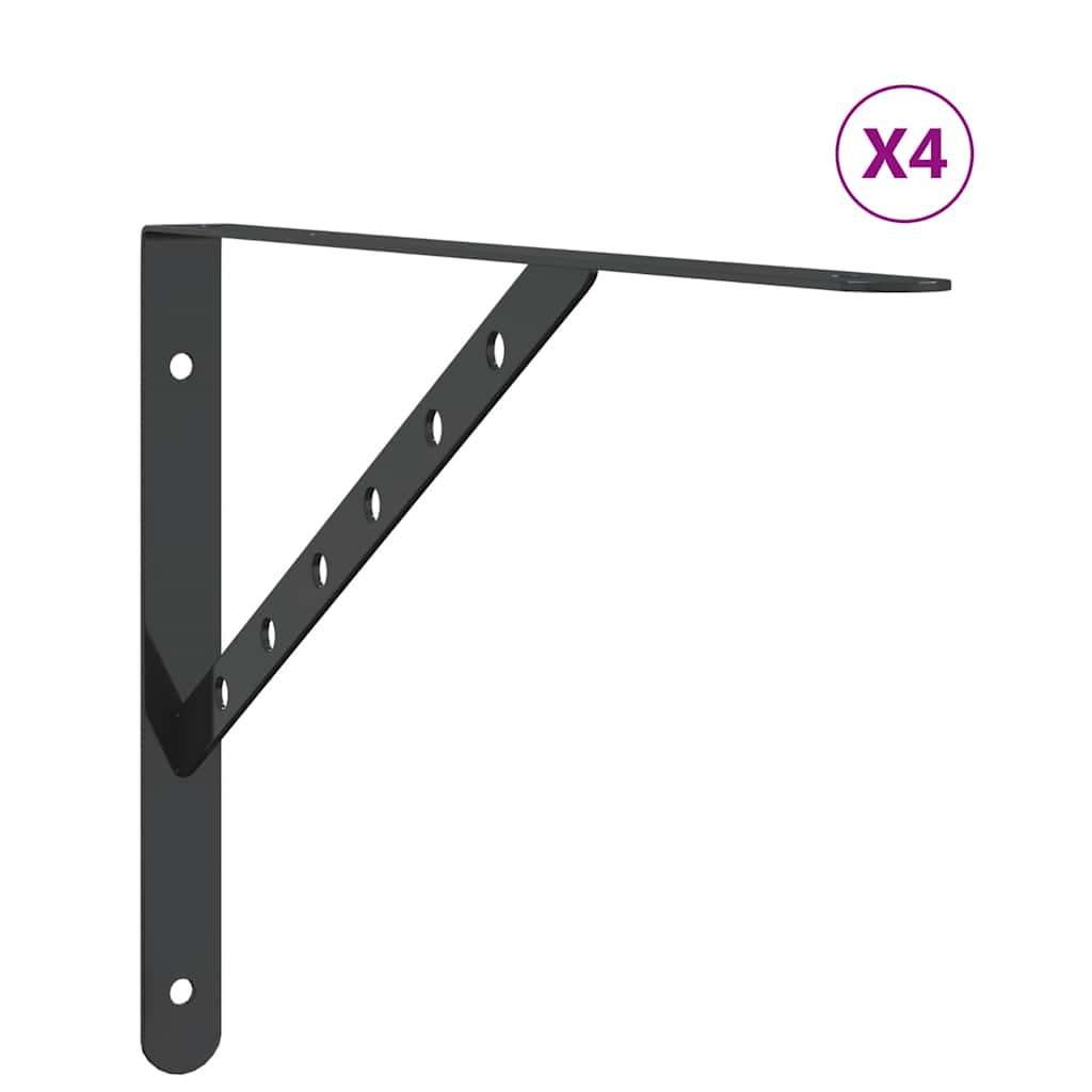 Vidaxl plankdragers 4 st 40x2,5x25 cm roestvrijstaal zwart